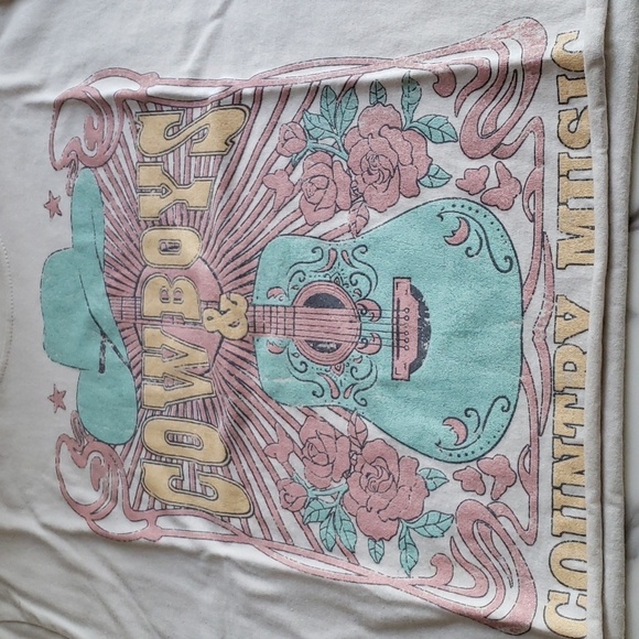 Zutter Cowboy's & Country Music Graphic 100% Cotton Short Sleeve Tee in Bone S - Picture 5 of 9